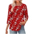 thumbnail image 1 of Jsaierl Womens 3/4 Length Sleeve Tops Casual Crew Neck Shirts Dressy Graphic Petite Blouses Classic Cotton Tunic Top S-2XL, 1 of 6
