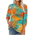 thumbnail image 1 of Jsaierl Womens 3/4 Length Sleeve Tops Casual Crew Neck Shirts Trendy Graphic Ladies Blouses Going Out Vacation Tunic Top S-2XL, 1 of 6