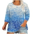 thumbnail image 1 of Jsaierl Womens 3/4 Length Sleeve Tops Plus Size Crew Neck Shirts Dressy Graphic Petite Blouses Classic Elegant Tunic Top L-5XL, 1 of 5