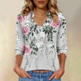 thumbnail image 1 of Jsaierl Womens 3/4 Sleeve Tops Casual V Neck Shirts Trendy Print Petite Blouses Classic Dressy T-shirts Top S-2XL, 1 of 6