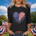 thumbnail image 1 of Jsaierl Womens 4th of July Shirts Casual Patriotic Red White and Blue Print T shirts Tunic 3/4 Sleeve Tees Soft Crew Neck Blouses Tops Plus Size, 1 of 5
