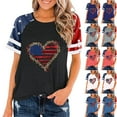 thumbnail image 1 of Jsaierl Womens 4th of July Shirts Plus Size Patriotic USA Flag Graphic T shirts Tunic Raglan Short Sleeve Tees Beach Crewneck Blouses Tops, 1 of 3