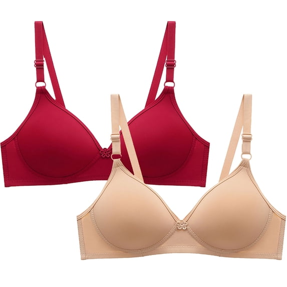Jsaierl Womens Bras Plus Size Push Up T-shirt Bras Cotton Full Coverage Bralettes Soft Everyday Full Figure Bras 2 Packs