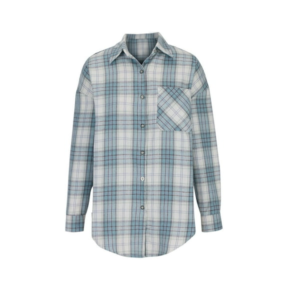 Jsaierl Womens Button Down Flannel Shirts Long Sleeve Plaid Shackets Business Casual Blouse Top
