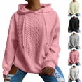 thumbnail image 1 of Jsaierl Womens Cable Knit Hoodies Loose Fit Solid Color Hooded Sweatshirt Trendy Pullover Working Out Long Sleeve Tops Fall Clothes S-2XL, 1 of 7