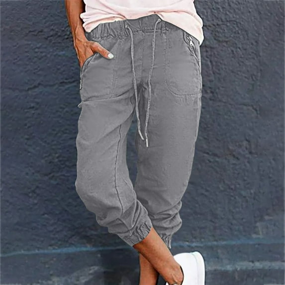 Jsaierl Womens Capri Pants Summer High Waist Capri Shorts Petite Wide Leg Cotton Skimmer Pants Lounge Solid Color Lightweight Capris Women's Capris Under 10