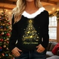 thumbnail image 1 of Jsaierl Womens Christmas Shirts Plus Size Xmas Tree Graphic Tees Classic V Neck T-shirt Short Sleeve Tunic Blouse Tops Christmas Gifts, 1 of 4