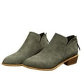 thumbnail image 1 of Jsaierl Womens Chunky Block Heel Ankle Boots V Cut Out Pointed Toe Low Heel Dressy Western Booties, 1 of 5