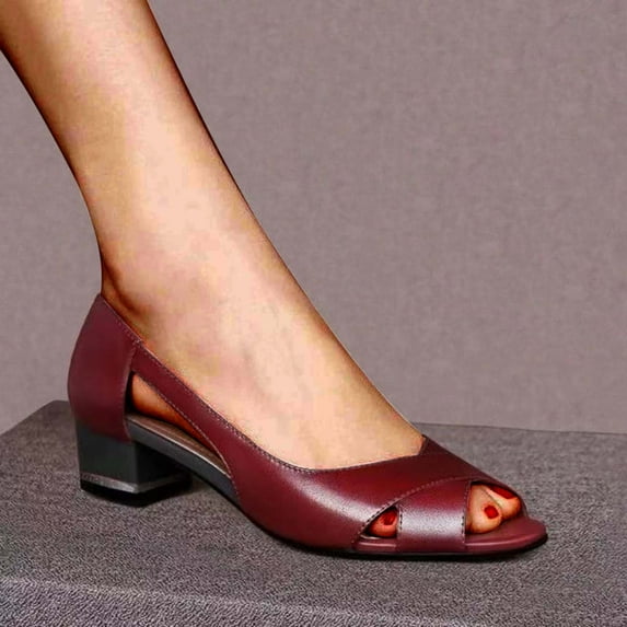 Jsaierl Womens Chunky Heel Sandals Dressy Summer Peep Toe Sandals Comfortable Hollow Out Sandals Fashion Breathable Sandal Size 7.5