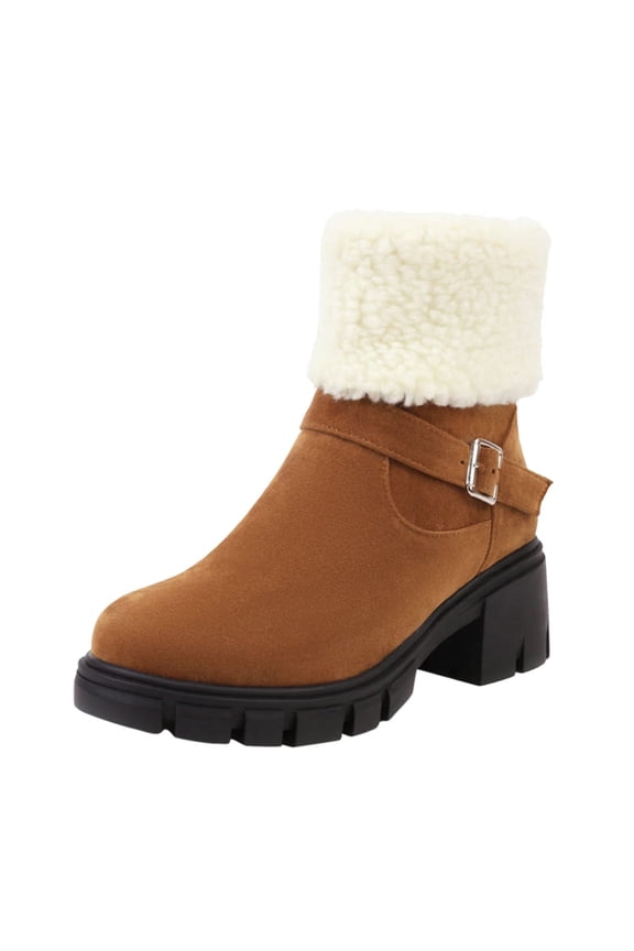 Womens Combat Boots Ankle Booties Round Toe Chunky Heel Ankle Boots Zipper Block Heel Ankle Boots Winter Snow Boots Mid- Calf Ankle Bootie