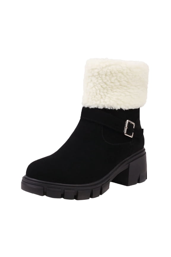 Womens Combat Boots Ankle Booties Round Toe Chunky Heel Ankle Boots Zipper Block Heel Ankle Boots Winter Snow Boots Mid- Calf Ankle Bootie