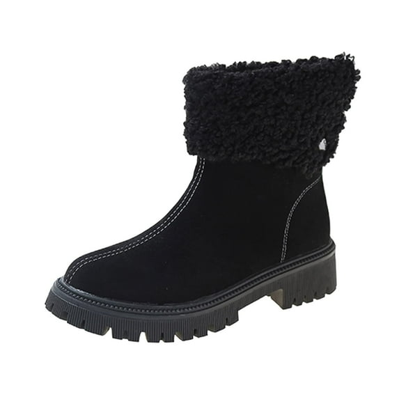 Jsaierl Womens Combat Boots Ankle Booties Round Toe Chunky Heel Ankle Boots Zipper Block Heel Ankle Boots Winter Snow Boots Mid- Calf Ankle Bootie