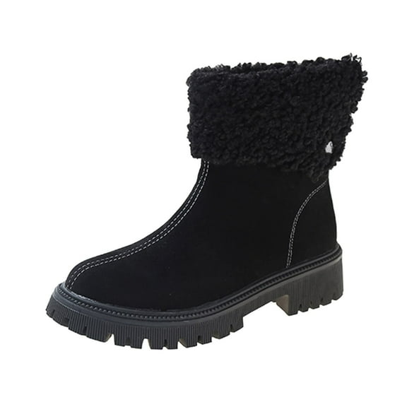 Jsaierl Womens Combat Boots Ankle Booties Round Toe Chunky Heel Ankle Boots Zipper Block Heel Ankle Boots Winter Snow Boots Mid- Calf Ankle Bootie