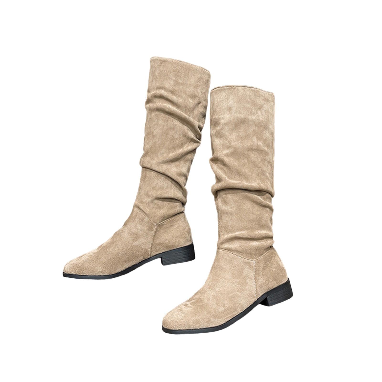 Classic Pointed Pleated Autumn Winter Fashion Suede Flock Knee High Boot main image 1