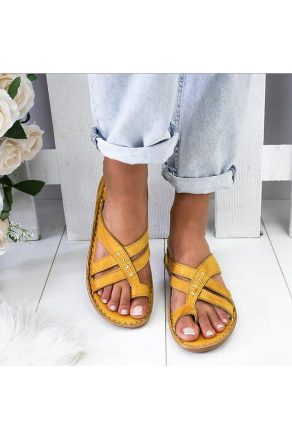 Womens Flat Sandals Dressy Summer Open Toe Sandals Comfy Hollow Out Sandals Walking Breathable Sandal Size 7.5