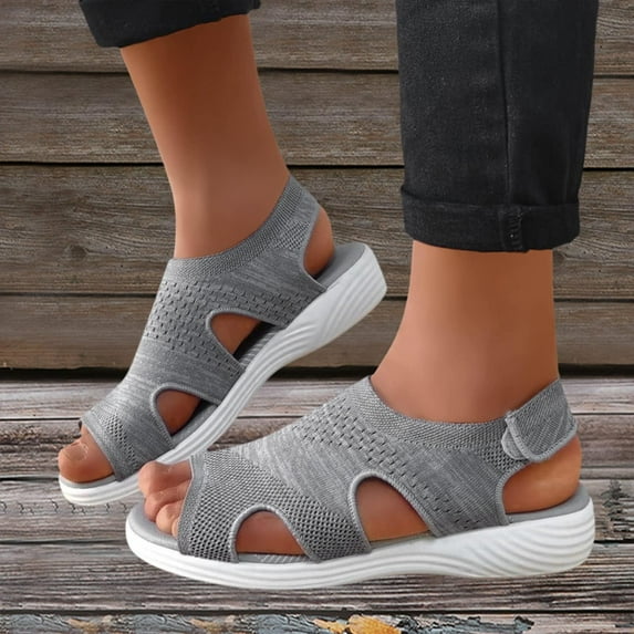 Jsaierl Womens Flat Sandals Dressy Summer Peep Toe Sandals Comfortable Hollow Out Sandals Walking Breathable Sandal Size 6.5