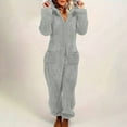 thumbnail image 1 of Jsaierl Womens Fleece Onesies Pajamas Jumpsuit Warm Sherpa Romper Sleepwear One Piece Zipper Hooded Playsuit Loungewear Christmas Pajamas, 1 of 7