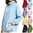 thumbnail image 1 of Jsaierl Womens Funnel Neck Sweatshirts Cute Solid Color Sweatshirt Cozy Athletic Pullover Soft Work Long Sleeve Shirts, 1 of 8