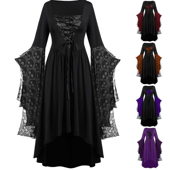 Jsaierl Womens Halloween Costumes Plus Size Vintage Renaissance Dresses Gothic Cosplay Costumes Steampunk Peasant Dresses