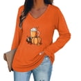 thumbnail image 1 of Jsaierl Womens Halloween Shirts Funny Pumpkin Ghost Graphic Tees Work V Neck T-shirt Long Sleeve Tunic Blouse Tops Halloween Costumes, 1 of 4