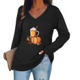 thumbnail image 1 of Jsaierl Womens Halloween Shirts Funny Pumpkin Ghost Graphic Tees Work V Neck T-shirt Long Sleeve Tunic Blouse Tops Halloween Costumes, 1 of 4