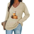 thumbnail image 1 of Jsaierl Womens Halloween Shirts Funny Pumpkin Ghost Graphic Tees Work V Neck T-shirt Long Sleeve Tunic Blouse Tops Halloween Costumes, 1 of 4