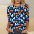 thumbnail image 1 of Jsaierl Womens Halloween Shirts Novelty Ghost Graphic Tees Soft Work Round Neck T-Shirts 3/4 Sleeve Dressy Casual Blouse Tops Halloween Party Supplies,Sizes S-5XL, 1 of 5