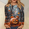 thumbnail image 1 of Jsaierl Womens Halloween Shirts Plus Size Pumpkin Ghost Graphic Tees Loose Fit Crewneck T-shirt Long Sleeve Holiday Blouse Tops Halloween Costumes, 1 of 5