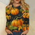 thumbnail image 1 of Jsaierl Womens Halloween Shirts Plus Size Pumpkin Ghost Print Tees Stretch Round Neck T-shirt Long Sleeve Holiday Blouse Tops Halloween Costumes, 1 of 5