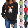 thumbnail image 1 of Jsaierl Womens Halloween Sweatshirts Plus Size Ghost Graphic Pullovers Fall Loose Fit Crewneck Long Sleeve Sweater Tops Halloween Party Supplies, Sizes S-2XL, 1 of 6