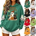 thumbnail image 1 of Jsaierl Womens Halloween Sweatshirts Plus Size Ghost Print Pullover Hoodies Stretch Loose Fit Long Sleeve Shirt Tops Halloween Clothes, Sizes S-2XL, 1 of 6