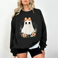 thumbnail image 1 of Jsaierl Womens Halloween Sweatshirts Plus Size Pumpkin Ghost Print Sweatshirt Stretch Crewneck T-shirt Long Sleeve Tunic Pullover Tops Halloween Party Supplies, 1 of 4