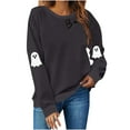 thumbnail image 1 of Jsaierl Womens Halloween Sweatshirts Spooky Pumpkin Ghost Graphic Sweatshirt Soft Crewneck T-shirt Long Sleeve Holiday Pullover Tops Halloween Party Supplies, 1 of 8