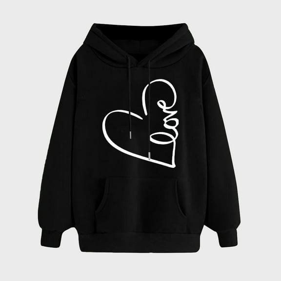 Jsaierl Womens Hoodies Cute Heart Graphic Hoodies Sweatshirts Lightweight Sweaters Workout Long Sleeve Top Hoodie Womens Hoodies Under $20