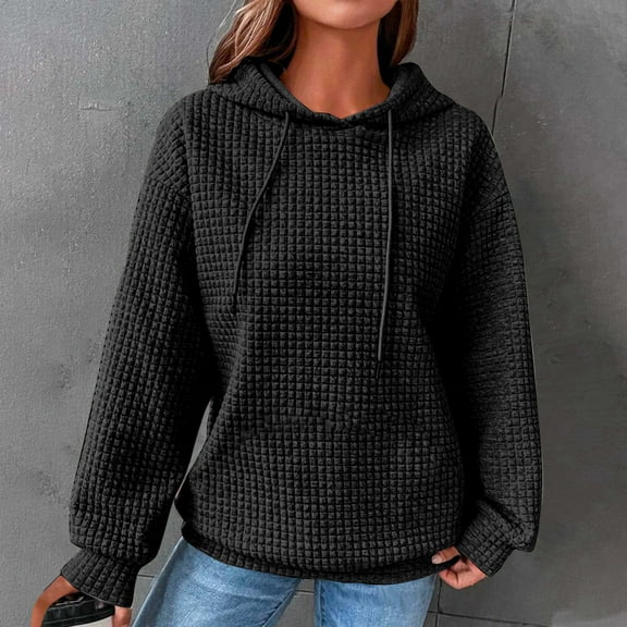 Jsaierl Womens Hoodies Cute Solid Color Hoodies Sweatshirts Fall Pullover Workout Long Sleeve Top Hoodie Winter Saving