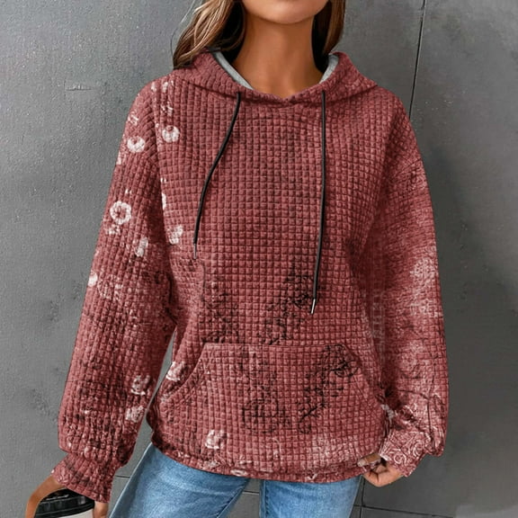 Jsaierl Womens Hoodies Oversized Floral Graphic Hoodies Sweatshirts Holiday Sweaters Y2k Long Sleeve Top Hoodie Womens Hoodies Under $10