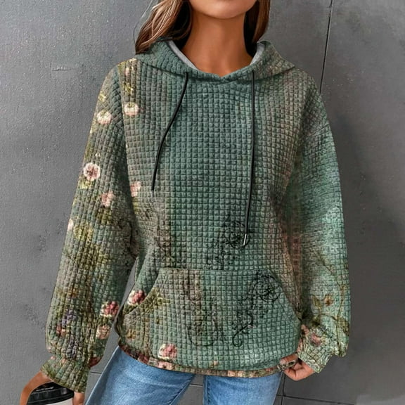 Jsaierl Womens Hoodies Oversized Floral Graphic Hoodies Sweatshirts Holiday Sweaters Y2k Long Sleeve Top Hoodie Womens Hoodies Under $10