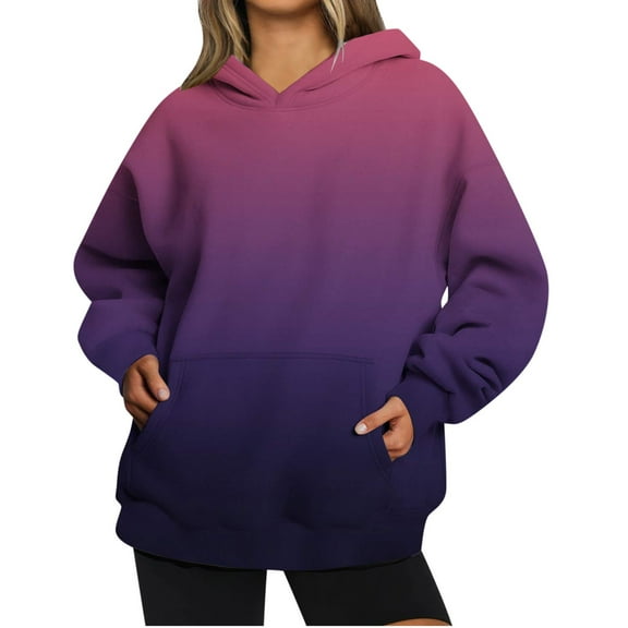 Jsaierl Womens Hoodies Oversized Gradient Graphic Hooded Sweatshirts Lightweight Pullover Workout Long Sleeve Top Hoodie Womens Hoodies Under $20
