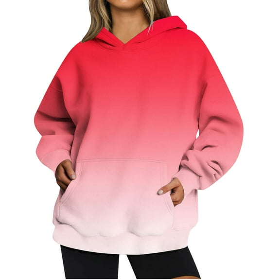 Jsaierl Womens Hoodies Oversized Gradient Graphic Hooded Sweatshirts Lightweight Pullover Workout Long Sleeve Top Hoodie Womens Hoodies Under $20