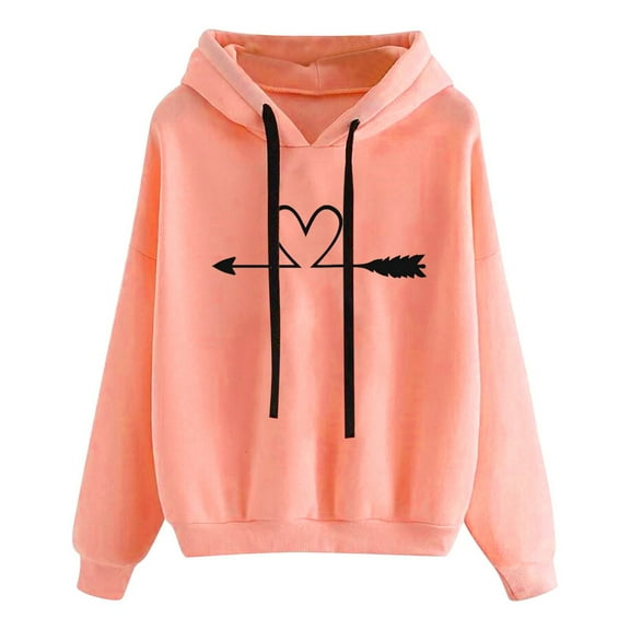 Jsaierl Womens Hoodies Oversized Heartbeat Print Hooded Sweatshirts Athletic Pullover Trendy Long Sleeve Top Hoodie Fall Saving