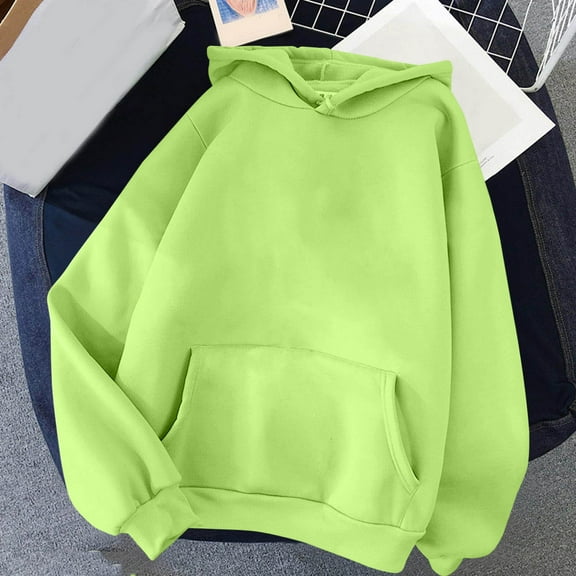 Jsaierl Womens Hoodies Oversized Solid Color Basic Hoodies Sweatshirts Holiday Pullover Workout Long Sleeve Top Hoodie Womens Hoodies