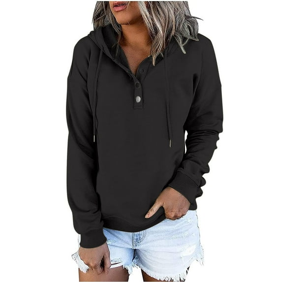 jsaierl Womens Hoodies Oversized Solid Color Hooded Sweatshirts Lightweight Sweaters Comfort Long Sleeve Top Hoodie