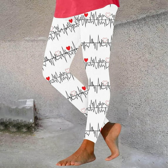 Jsaierl Womens Leggings High Waist Love Heart Print Tights Cotton Legging Pants Stretch Full Length Yoga Leggings Womens Spring Fashion 2025