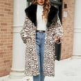 thumbnail image 1 of Jsaierl Womens Leopard Print Fleece Coat 2024 Trendy Faux Fur Long Cardigan Fall Winter Fashion Fuzzy Jacket Casual Outwear, 1 of 7