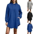 thumbnail image 1 of Jsaierl Womens Long Hoodies Casual Solid Color Hooded Sweatshirt Dress Fashion Pullover Soft Long Sleeve Tops Early Fall Fashion S-5XL, 1 of 6
