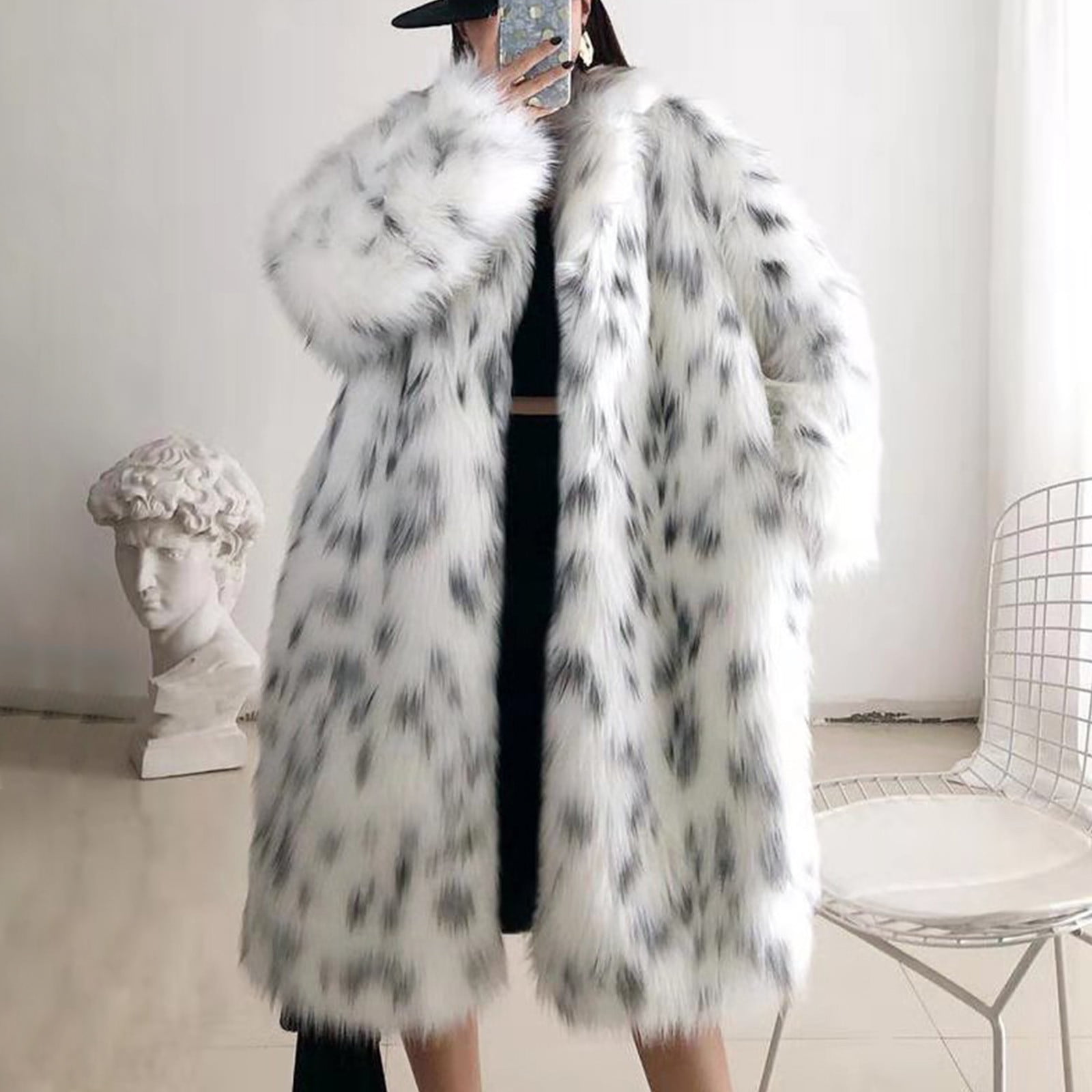 Women’s Dark Brown Long Faux Fur Coat – Luxe Winter Outerwear main image 1
