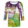 thumbnail image 1 of Jsaierl Womens Mardi Gras Shirts 3/4 Length Sleeve Crewneck Tee Top Funny Mask Graphic Print 2025 Fashion Carnival Party Blouses, 1 of 5