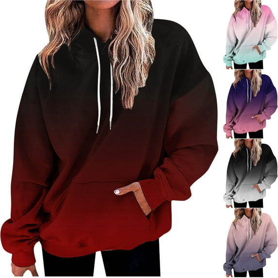 Jsaierl Womens Neon Print Oversized Sweatshirt Drawstring Pullover Sweatshirt Trendy Sweater Tops Fall Fashion Clothes Plus Size