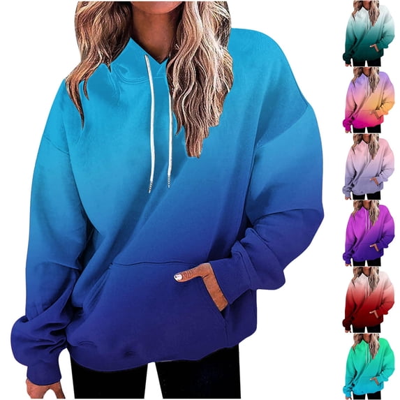 Jsaierl Womens Neon Print Oversized Sweatshirt Drawstring Pullover Sweatshirt Trendy Sweater Tops Fall Fashion Clothes with Pocket