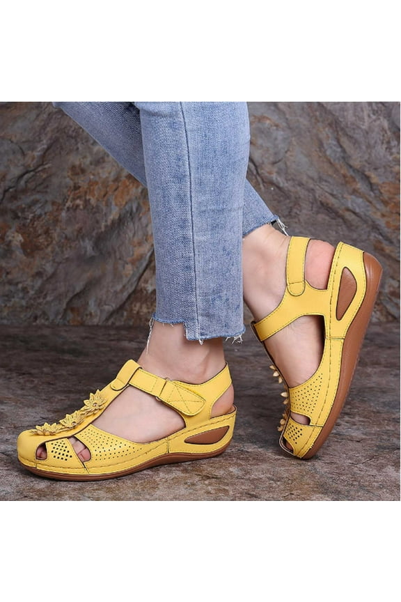 Womens Orthopedic Sandals Casual Summer Close Toe Sandals Comfortable Arch Support Sandals Hollow Out Boho Beach Sandal Size 8.5